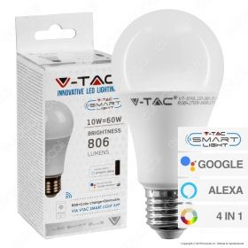 V-Tac Smart VT-5119 Lampadina LED Wi-Fi E27 10W Bulb A60 RGB+W 4