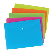 Plastic envelope with A5 button